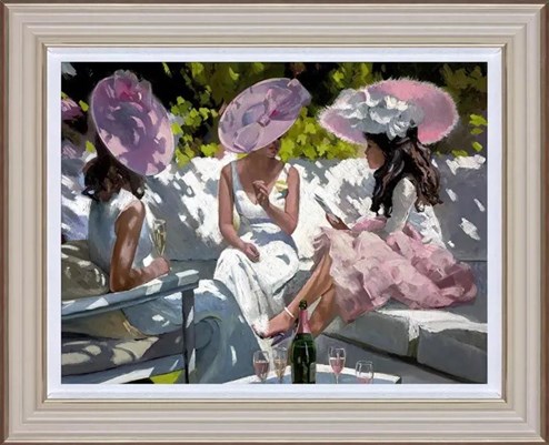 Pink Champagne, Ascot by Sherree Valentine Daines - Framed Canvas on Board